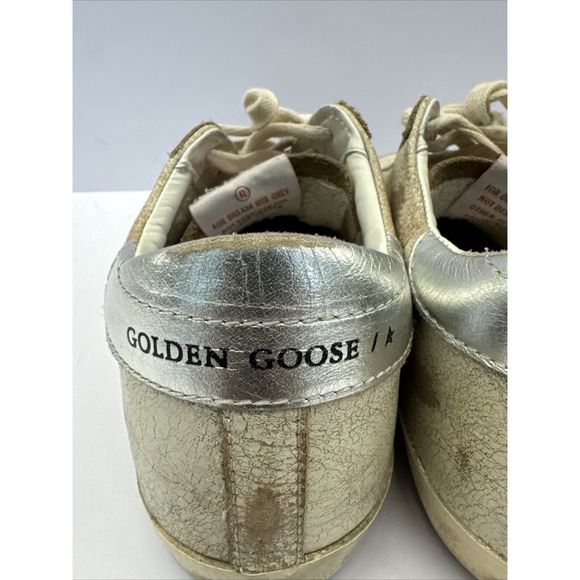Golden Goose Superstar Sneakers White Leather Blue Star Distressed Low Top SZ 37 - Picture 10 of 16